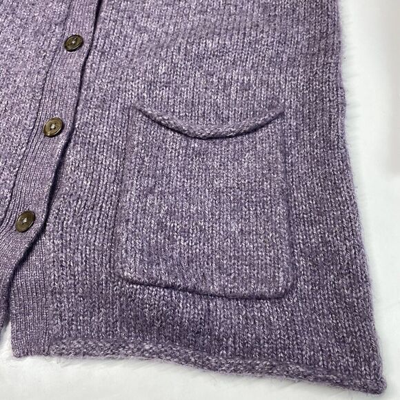 J Jill Button Up Cable Knit Cardigan XSmall Purple Lavender Long Chunky Sweater - Picture 11 of 12